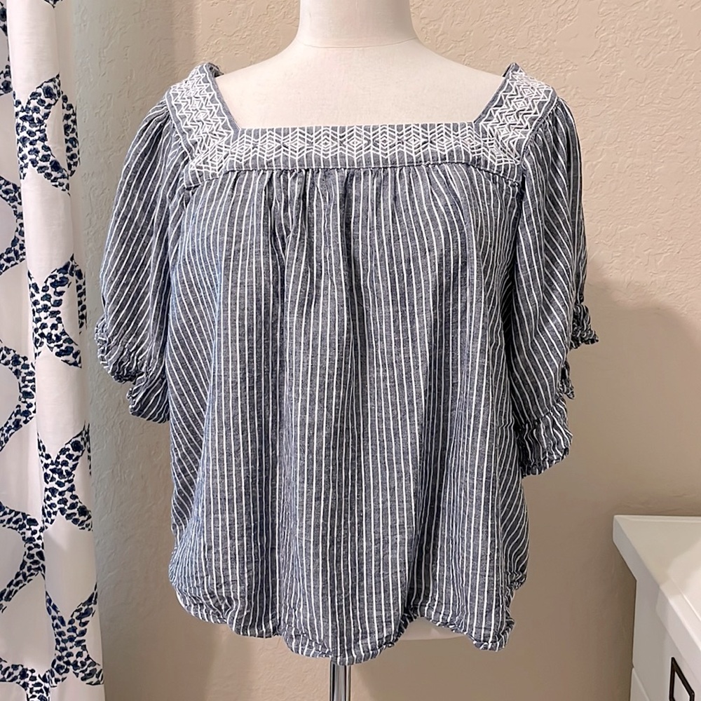 Studio West striped cropped top Sz XL